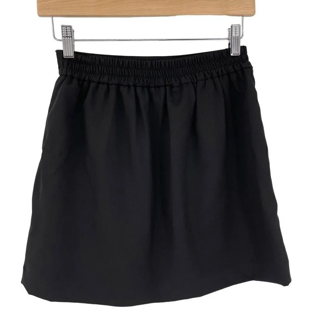 Vero Moda Dani Tulip‎ High Waisted Mini Skirt Lined Elastic Waist Black Women 2